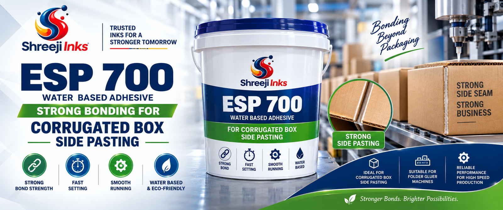 Shreeji Ink ESP 700 water based adhesive for corrugated box side pasting